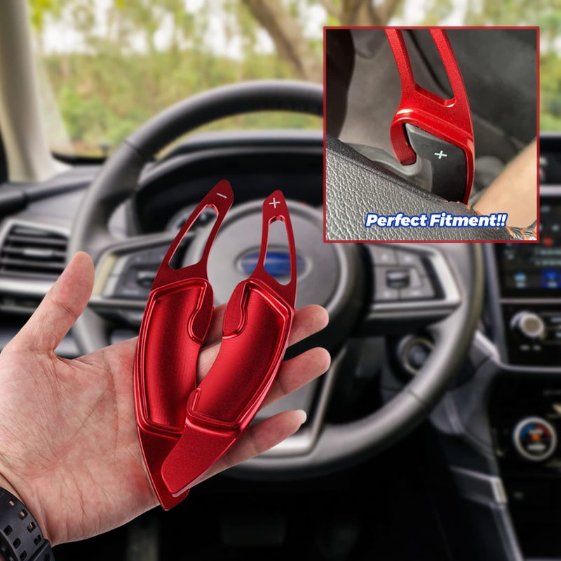 CKE Compatible with Subaru Crosstrek Forester Outback Impreza Legacy Ascent WRX BRZ Scion FR-S GT86 Accessories Car Paddle Shifter Extension Shift Paddle Cover Trims -Red - Image 3
